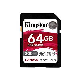 Kingston Canvas React Plus - Flash-Speicherkarte - 64 GB - Video Class V90 / UHS-II U3 / Class10 - SDXC UHS-II