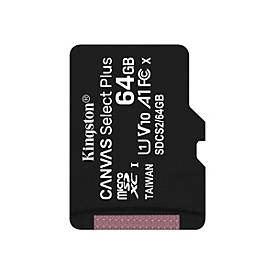 Kingston Canvas Select Plus - Flash-Speicherkarte - 64 GB - A1 / Video Class V10 / UHS Class 1 / Class10 - microSDXC UHS
