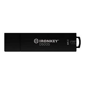 Kingston IronKey D500S - USB-Flash-Laufwerk - verschlüsselt - 64 GB - USB 3.2 Gen 1 - TAA-konform