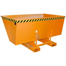 Kippbehälter AK 150, mit Abrollsystem, 1500 l, 1000 kg, L 1420 x B 2280 x H 1070 mm, RAL 2000 gelb