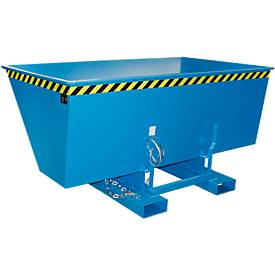 Kippbehälter AK 150, mit Abrollsystem, 1500 l, 1000 kg, L 1420 x B 2280 x H 1070 mm, RAL 5012 blau