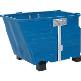 Image of Kippbehälter, Polyethylen, blau, B 1160 x T 1340 x H 845 mm, 800 l, Schüttkanthöhe 845 mm, Vorrichtung für optionale Staplertraverse