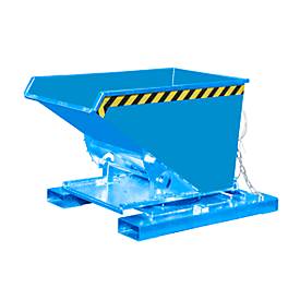 Kippbehälter Typ 3S 300 für Stapler, Tragfähigkeit 750 kg, mit 3-seitiger Kippfunktion, blau RAL 5012