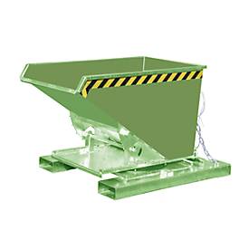 Kippbehälter Typ 3S 300 für Stapler, Tragfähigkeit 750 kg, mit 3-seitiger Kippfunktion, grün RAL 6011