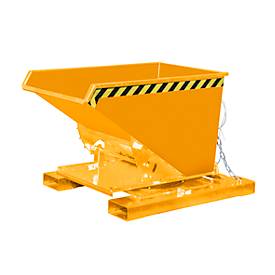 Kippbehälter Typ 3S 300 für Stapler, Tragfähigkeit 750 kg, mit 3-seitiger Kippfunktion, orange RAL 2000