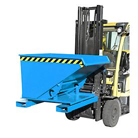 Kippbehälter Typ 3S 600, Tragfähigkeit 1000 kg, mit 3-seitiger Kippfunktion, blau RAL 5012