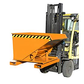 Kippbehälter Typ 3S 600, Tragfähigkeit 1000 kg, mit 3-seitiger Kippfunktion, orange RAL 2000