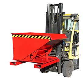 Kippbehälter Typ 3S 600, Tragfähigkeit 1000 kg, mit 3-seitiger Kippfunktion, rot RAL 3000