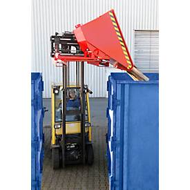 Kippbehälter Typ 3S 600, Tragfähigkeit 1000 kg, mit 3-seitiger Kippfunktion, rot RAL 3000