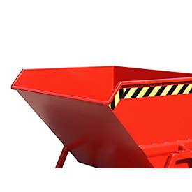 Kippmulde Bauer KS 550, Stahl, rot, B 1245 x T 1200 x H 1170 mm, 550 l, bis 1000 kg, Rollen, Manuelle Kippvorrichtung