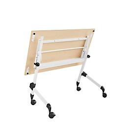 Klappbarer Schreibtisch, mit 4 feststellbaren Rollen, Rechteck, Rundrohr, B 1200 x T 600 x H 720 mm, Ahorn-Dekor/weiß