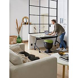 Klappbarer Schreibtisch, mit 4 feststellbaren Rollen, Rechteck, Rundrohr, B 1400 x T 600 x H 720 mm, weiß/schwarz