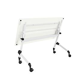 Klappbarer Schreibtisch, mit 4 feststellbaren Rollen, Rechteck, Rundrohr, B1400 x T 600 x H 720 mm, weiß/weiß