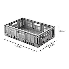 Klappbox, recycelbar & stapelbar, Traglast 20 kg, 600 x 400 x 170 mm o. 600 x 400 x 233 mm, grau
