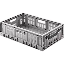 Klappbox, recycelbar & stapelbar, Traglast 20 kg, 600 x 400 x 170 mm, grau