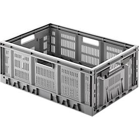 Klappbox, recycelbar & stapelbar, Traglast 20 kg, 600 x 400 x 233 mm, grau
