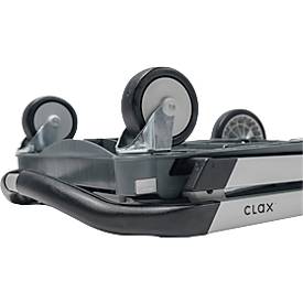 Klappmobil CLAX®, 2 Etagen, Tragkraft bis 60 kg, Lenk- & Bockrollen, inkl. 46 l Klappbox, Aluminium & Kunststoff, grau/grau