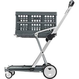 Klappmobil CLAX®, 2 Etagen, Tragkraft bis 60 kg, Lenk- & Bockrollen, inkl. 46 l Klappbox, Aluminium & Kunststoff, grau/grau
