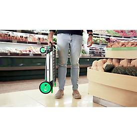 Klappmobil CLAX®, 2 Etagen, Tragkraft bis 60 kg, Lenk- & Bockrollen, inkl. 46 l Klappbox, Aluminium & Kunststoff, grau/grün