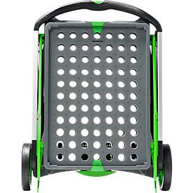 Klappmobil CLAX®, 2 Etagen, Tragkraft bis 60 kg, Lenk- & Bockrollen, inkl. 46 l Klappbox, Aluminium & Kunststoff, grau/grün