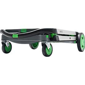 Klappmobil CLAX®, 2 Etagen, Tragkraft bis 60 kg, Lenk- & Bockrollen, inkl. 46 l Klappbox, Aluminium & Kunststoff, grau/grün