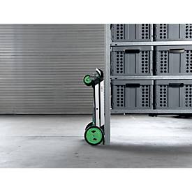 Klappmobil CLAX®, 2 Etagen, Tragkraft bis 60 kg, Lenk- & Bockrollen, inkl. 46 l Klappbox, Aluminium & Kunststoff, grau/grün