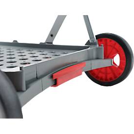 Klappmobil CLAX®, 2 Etagen, Tragkraft bis 60 kg, Lenk- & Bockrollen, inkl. 46 l Klappbox, Aluminium & Kunststoff, grau/rot