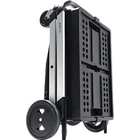 Klappmobil CLAX®, 2 Etagen, Tragkraft bis 60 kg, Lenk- & Bockrollen, inkl. 46 l Klappbox, Aluminium & Kunststoff, schwarz/schwarz