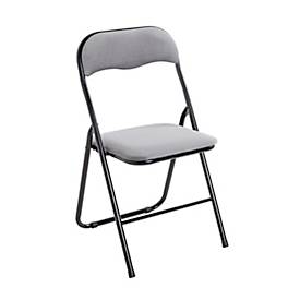 Klappstuhl HAKU, ohne Armlehnen, Sitz- und Rückenpolster, Bezug Samtgewebe grau, B 450 x T 450 x H 810 mm, Stahl schwarz, 6 Stück
