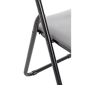 Klappstuhl HAKU, ohne Armlehnen, Sitz- und Rückenpolster, Bezug Samtgewebe grau, B 450 x T 450 x H 810 mm, Stahl schwarz, 6 Stück
