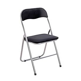 Klappstuhl HAKU, ohne Armlehnen, Sitz- und Rückenpolster, Bezug Samtgewebe schwarz, B 450 x T 450 x H 810 mm, Stahl schwarz, 6 Stück