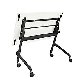 Klapptisch, mit 4 feststellbaren Rollen, Rechteck, Rundrohr, B 1200 x T 600 x H 720 mm, weiß/schwarz