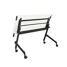 Klapptisch, mit 4 feststellbaren Rollen, Rechteck, Rundrohr, B 1400 x T 600 x H 720 mm, weiß/schwarz