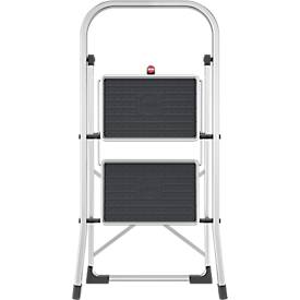 Klapptritt Hailo K70 StandardLine, 2 Stufen, Arbeitshöhe 2,47 m, Sicherheitsbügel & Klappsicherung, bis 150 kg, Aluminium, silber