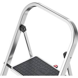 Klapptritt Hailo K70 StandardLine, 2 Stufen, Arbeitshöhe 2,47 m, Sicherheitsbügel & Klappsicherung, bis 150 kg, Aluminium, silber