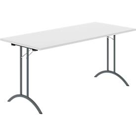 Schäfer Shop Select Klaptafel -  B 1600 x D 700 x H 720 mm - dubbel T-poot frame - speciaal klapbeslag en vloercompensatie - ichtgrijs/antraciet - 