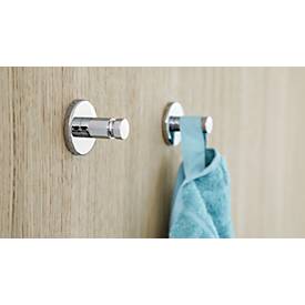 Klebehaken tesa Smooz, rund, Befestigung ohne Bohren, inkl. Klebelösung, ablösbar, verchromt