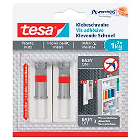 Klebeschraube tesa®, für Tapete & Putz, Haftkraft bis 1 kg, höhenverstellbar, ablösbar, 2 Stück