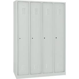 Kledinglocker - stalen - B 1170 x H 1800 mm - 4 deuren - cilinderslot - lichtgrijs