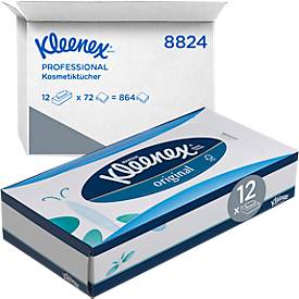 Kleenex® Kosmetiktücher 8824, 3-lagig, saugfähig, 12 Boxen á 72 Tücher, weiß
