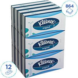 Kleenex® Kosmetiktücher 8824, 3-lagig, saugfähig, 12 Boxen á 72 Tücher, weiß