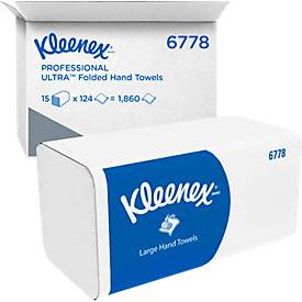Kleenex® Ultra Hygiene-Formathandtücher Interfold 6778, 2-lagig, V-Faltung, 15 Pack á 124 Tücher, weiß