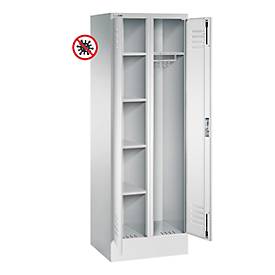 Kleider-Wäscheschrank OTTOKIND, Stahl, antimikrobiell, 2 Abteile, abschließbar, mit Sockel, reinweiß