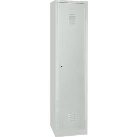 Kleiderspind, 1 Tür, B 400 x H 1800 mm, Zylinderschloss, lichtgrau