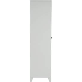 Kleiderspind, 2 Türen, B 600 x H 1800 mm, inkl. Füßen, Drehriegelverschluss, lichtgrau/enzianblau