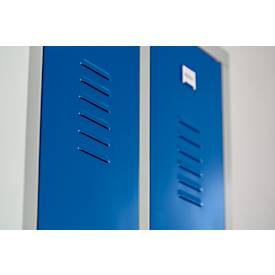 Kleiderspind, 2 Türen, B 600 x H 1800 mm, Zylinderschloss, lichtgrau/enzianblau