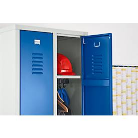 Kleiderspind, 2 Türen, B 600 x H 1800 mm, Zylinderschloss, lichtgrau/enzianblau