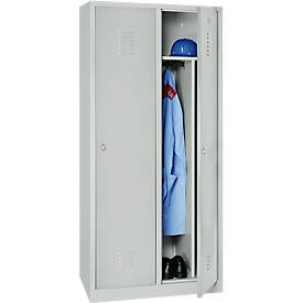 Kleiderspind, 2 Türen, B 800 x H 1800 mm, Drehriegelverschluss, lichtgrau