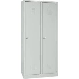 Kleiderspind, 2 Türen, B 800 x H 1800 mm, Drehriegelverschluss, lichtgrau