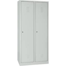 Kleiderspind, 2 Türen, B 800 x H 1800 mm, Zylinderschloss, lichtgrau
